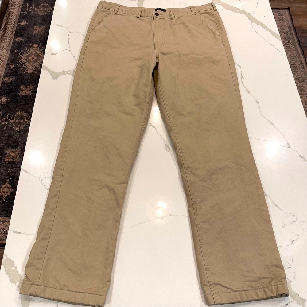 Lands’ End Mens Flannel Lined Khaki Pants Traditional Fit Sz 42 Outdoor Preppy